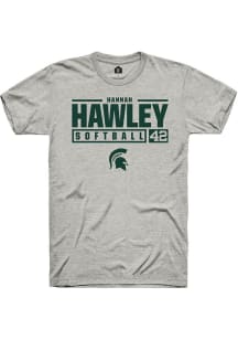 Hannah Hawley  Michigan State Spartans Ash Rally NIL Stacked Box Short Sleeve T Shirt