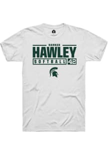 Hannah Hawley  Michigan State Spartans White Rally NIL Stacked Box Short Sleeve T Shirt