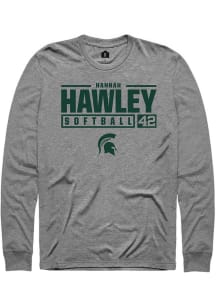 Hannah Hawley  Michigan State Spartans Graphite Rally NIL Stacked Box Long Sleeve T Shirt