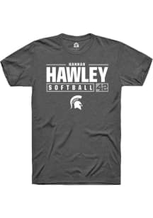 Hannah Hawley  Michigan State Spartans Dark Grey Rally NIL Stacked Box Short Sleeve T Shirt