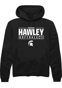 Hannah Hawley  Rally Michigan State Spartans Mens Black NIL Stacked Box Long Sleeve Hoodie