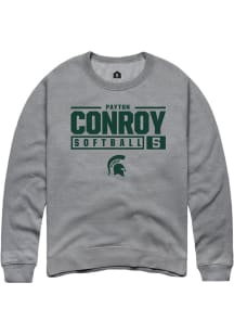 Payton Conroy  Rally Michigan State Spartans Mens Graphite NIL Stacked Box Long Sleeve Crew Swea..