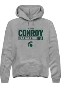 Payton Conroy  Rally Michigan State Spartans Mens Graphite NIL Stacked Box Long Sleeve Hoodie