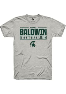 Sierra Baldwin  Michigan State Spartans Ash Rally NIL Stacked Box Short Sleeve T Shirt