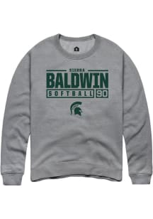 Sierra Baldwin  Rally Michigan State Spartans Mens Graphite NIL Stacked Box Long Sleeve Crew Swe..