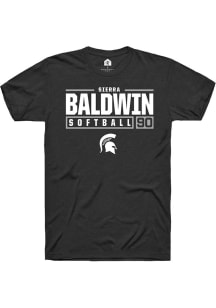 Sierra Baldwin  Michigan State Spartans Black Rally NIL Stacked Box Short Sleeve T Shirt