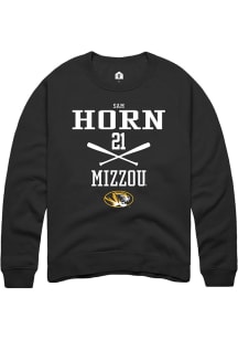 Sam Horn  Rally Missouri Tigers Mens Black NIL Sport Icon Long Sleeve Crew Sweatshirt