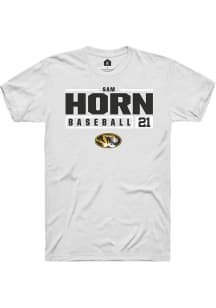 Sam Horn  Missouri Tigers White Rally NIL Stacked Box Short Sleeve T Shirt