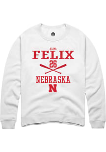 Alina Felix  Rally Nebraska Cornhuskers Mens White NIL Sport Icon Long Sleeve Crew Sweatshirt