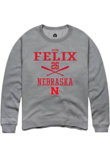 Alina Felix  Rally Nebraska Cornhuskers Mens Grey NIL Sport Icon Long Sleeve Crew Sweatshirt