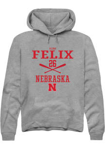 Alina Felix  Rally Nebraska Cornhuskers Mens Grey NIL Sport Icon Long Sleeve Hoodie