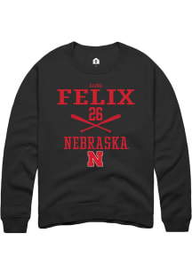 Alina Felix  Rally Nebraska Cornhuskers Mens Black NIL Sport Icon Long Sleeve Crew Sweatshirt