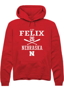 Alina Felix  Rally Nebraska Cornhuskers Mens Red NIL Sport Icon Long Sleeve Hoodie