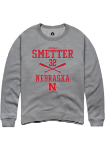Ashley Smetter  Rally Nebraska Cornhuskers Mens Grey NIL Sport Icon Long Sleeve Crew Sweatshirt