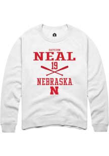 Caitlynn Neal  Rally Nebraska Cornhuskers Mens White NIL Sport Icon Long Sleeve Crew Sweatshirt