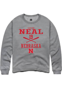 Caitlynn Neal  Rally Nebraska Cornhuskers Mens Grey NIL Sport Icon Long Sleeve Crew Sweatshirt