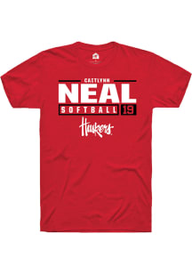 Caitlynn Neal  Nebraska Cornhuskers Red Rally NIL Stacked Box Short Sleeve T Shirt