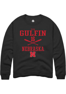 Elisa Gulfin  Rally Nebraska Cornhuskers Mens Black NIL Sport Icon Long Sleeve Crew Sweatshirt