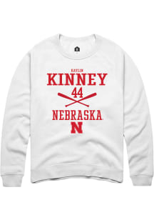 Kaylin Kinney  Rally Nebraska Cornhuskers Mens White NIL Sport Icon Long Sleeve Crew Sweatshirt