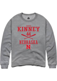 Kaylin Kinney  Rally Nebraska Cornhuskers Mens Grey NIL Sport Icon Long Sleeve Crew Sweatshirt