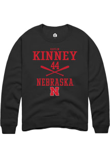 Kaylin Kinney  Rally Nebraska Cornhuskers Mens Black NIL Sport Icon Long Sleeve Crew Sweatshirt
