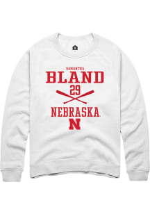 Samantha Bland  Rally Nebraska Cornhuskers Mens White NIL Sport Icon Long Sleeve Crew Sweatshirt