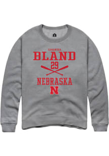Samantha Bland  Rally Nebraska Cornhuskers Mens Grey NIL Sport Icon Long Sleeve Crew Sweatshirt