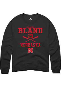 Samantha Bland  Rally Nebraska Cornhuskers Mens Black NIL Sport Icon Long Sleeve Crew Sweatshirt