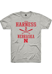 Sarah Harness  Nebraska Cornhuskers Grey Rally NIL Sport Icon Short Sleeve T Shirt