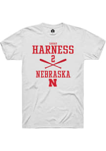 Sarah Harness  Nebraska Cornhuskers White Rally NIL Sport Icon Short Sleeve T Shirt