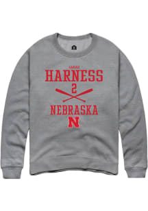 Sarah Harness  Rally Nebraska Cornhuskers Mens Grey NIL Sport Icon Long Sleeve Crew Sweatshirt
