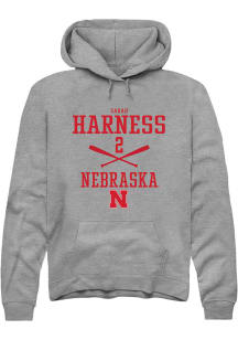Sarah Harness  Rally Nebraska Cornhuskers Mens Grey NIL Sport Icon Long Sleeve Hoodie