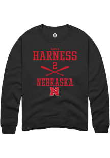 Sarah Harness  Rally Nebraska Cornhuskers Mens Black NIL Sport Icon Long Sleeve Crew Sweatshirt