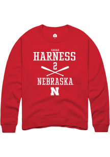 Sarah Harness  Rally Nebraska Cornhuskers Mens Red NIL Sport Icon Long Sleeve Crew Sweatshirt