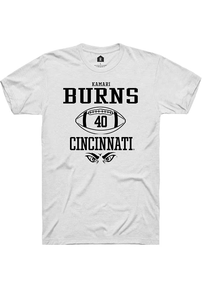 Kamari Burns Cincinnati Bearcats White Rally NIL Sport Icon Short Sleeve T Shirt