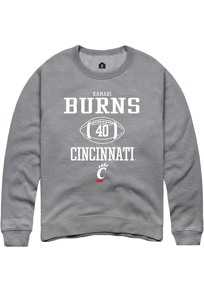 Kamari Burns  Rally Cincinnati Bearcats Mens Graphite NIL Sport Icon Long Sleeve Crew Sweatshirt