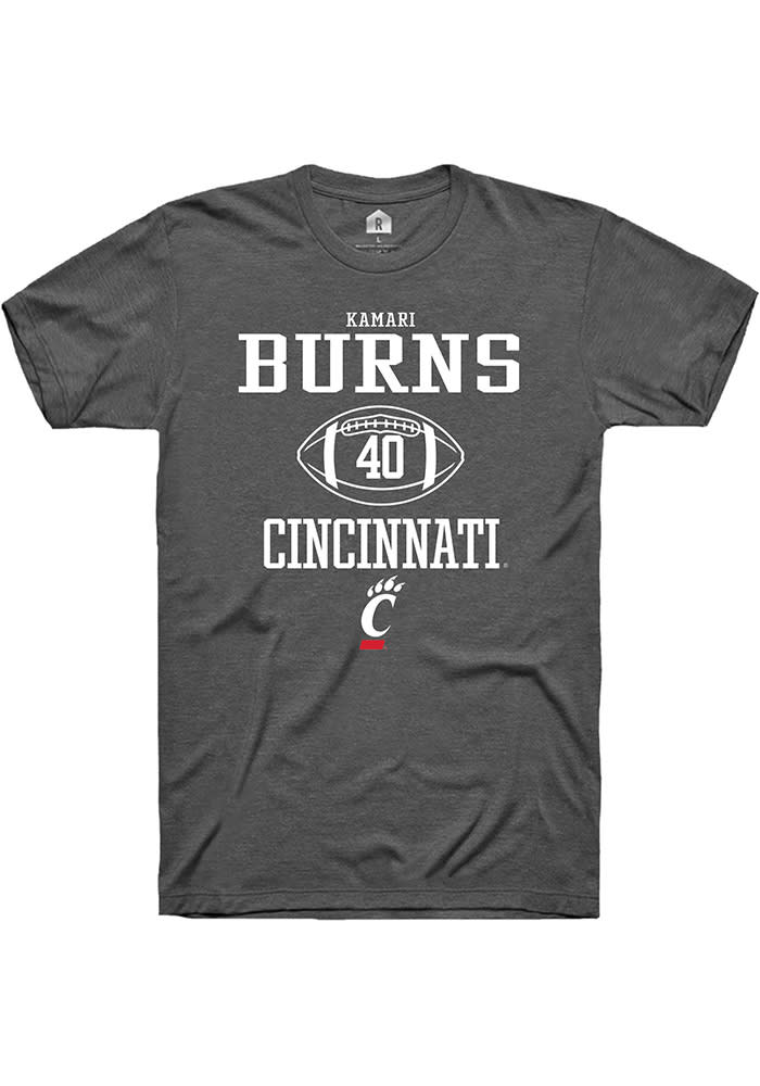 Kamari Burns Cincinnati Bearcats Dark Grey Rally NIL Sport Icon Short Sleeve T Shirt