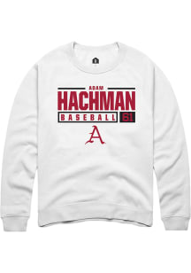 Adam Hachman  Rally Arkansas Razorbacks Mens White NIL Stacked Box Long Sleeve Crew Sweatshirt
