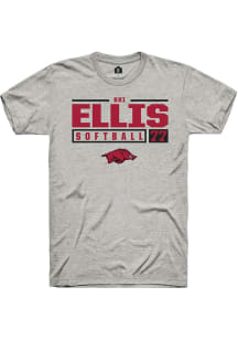 Bri Ellis  Arkansas Razorbacks Ash Rally NIL Stacked Box Short Sleeve T Shirt
