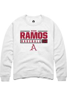 Diego Ramos  Rally Arkansas Razorbacks Mens White NIL Stacked Box Long Sleeve Crew Sweatshirt
