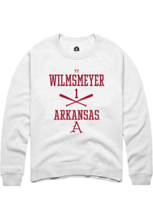 Ty Wilmsmeyer  Rally Arkansas Razorbacks Mens White NIL Sport Icon Long Sleeve Crew Sweatshirt