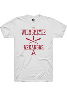 Ty Wilmsmeyer  Arkansas Razorbacks White Rally NIL Sport Icon Short Sleeve T Shirt