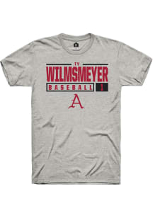 Ty Wilmsmeyer  Arkansas Razorbacks Ash Rally NIL Stacked Box Short Sleeve T Shirt