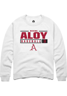 Wehiwa Aloy  Rally Arkansas Razorbacks Mens White NIL Stacked Box Long Sleeve Crew Sweatshirt