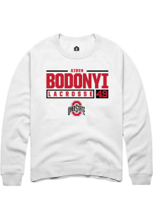 Aiden Bodonyi  Rally Ohio State Buckeyes Mens White NIL Stacked Box Long Sleeve Crew Sweatshirt