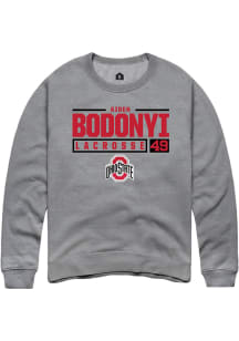 Aiden Bodonyi  Rally Ohio State Buckeyes Mens Grey NIL Stacked Box Long Sleeve Crew Sweatshirt