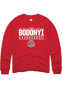 Aiden Bodonyi  Rally Ohio State Buckeyes Mens Red NIL Stacked Box Long Sleeve Crew Sweatshirt