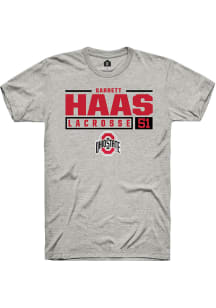 Garrett Haas  Ohio State Buckeyes Grey Rally NIL Stacked Box Short Sleeve T Shirt