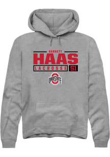 Garrett Haas  Rally Ohio State Buckeyes Mens Grey NIL Stacked Box Long Sleeve Hoodie