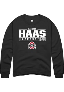 Garrett Haas  Rally Ohio State Buckeyes Mens Black NIL Stacked Box Long Sleeve Crew Sweatshirt